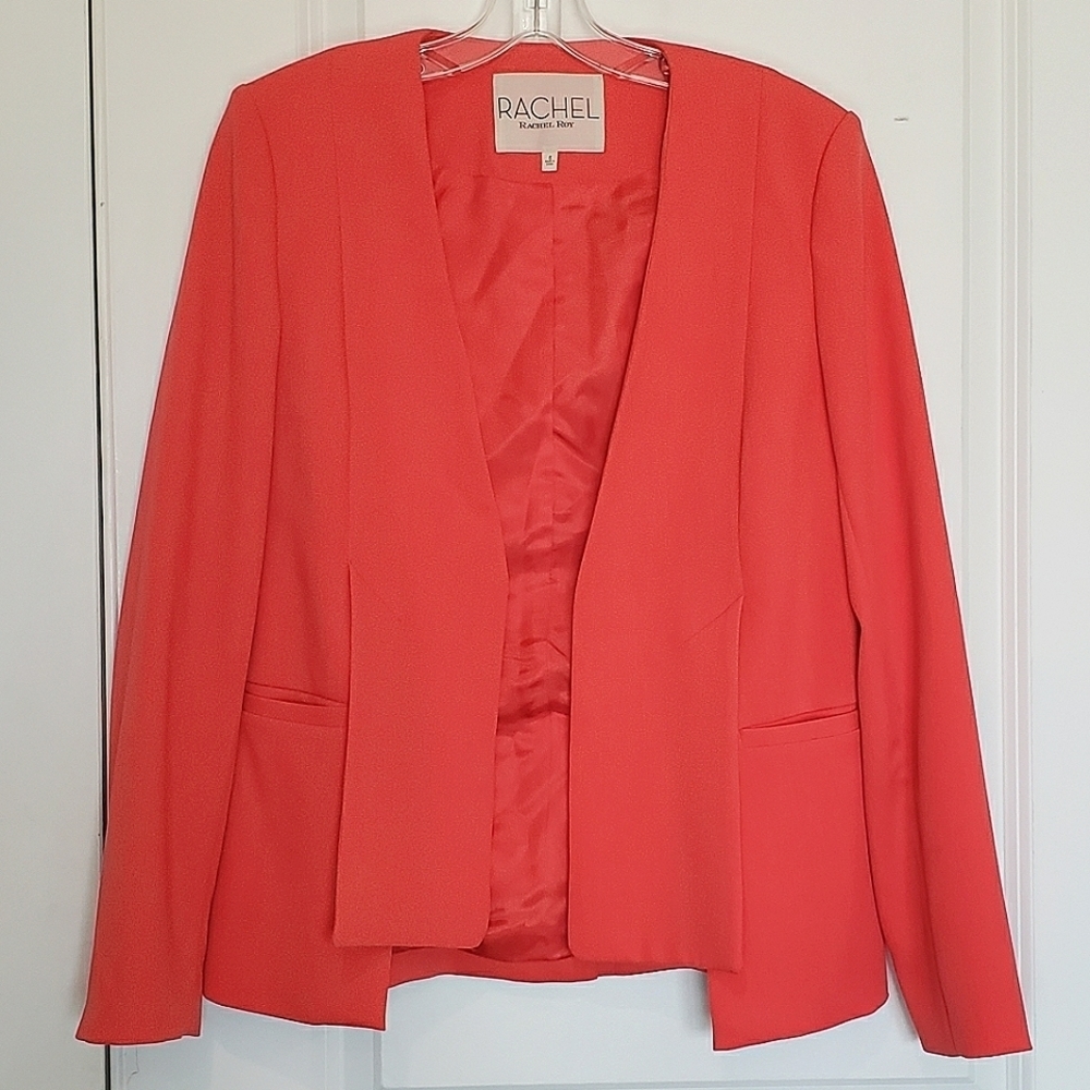 RACHEL Rachel Roy Split Front Open Blazer Coral 6
